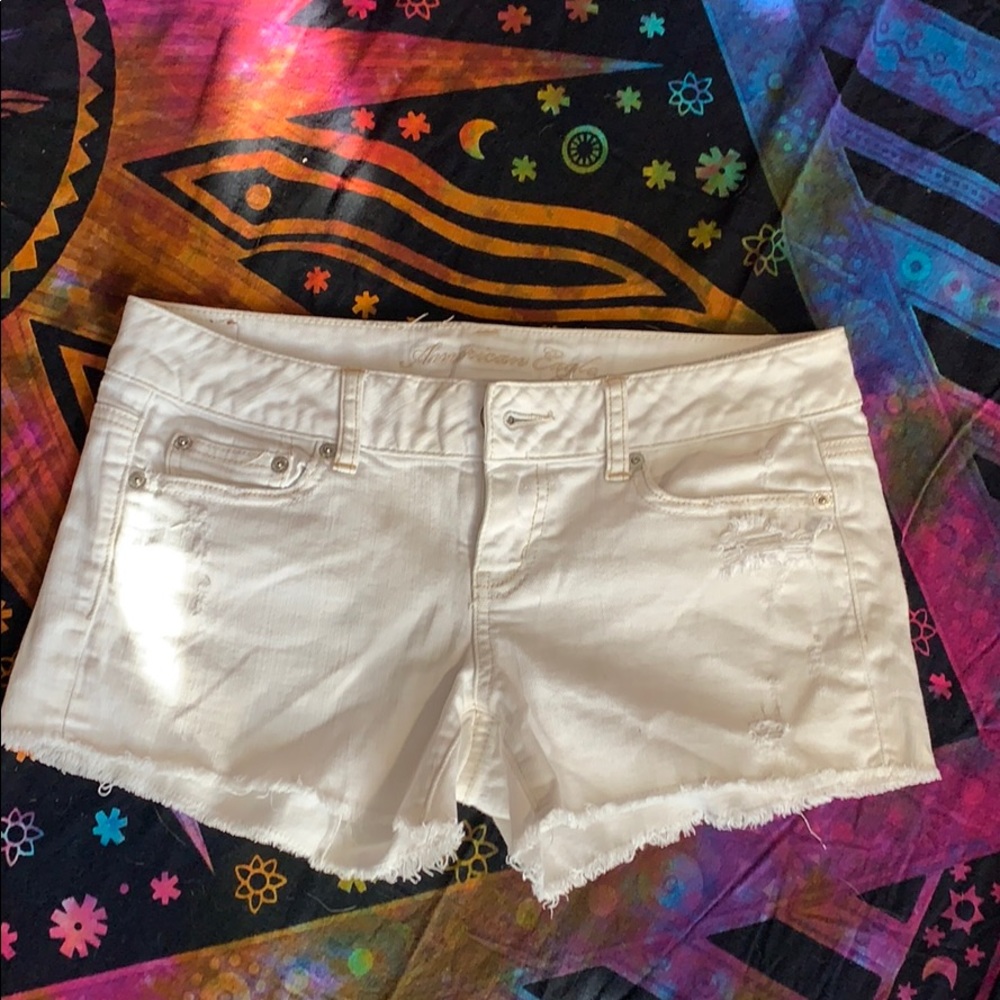 White Distressed American Eagle Shorts